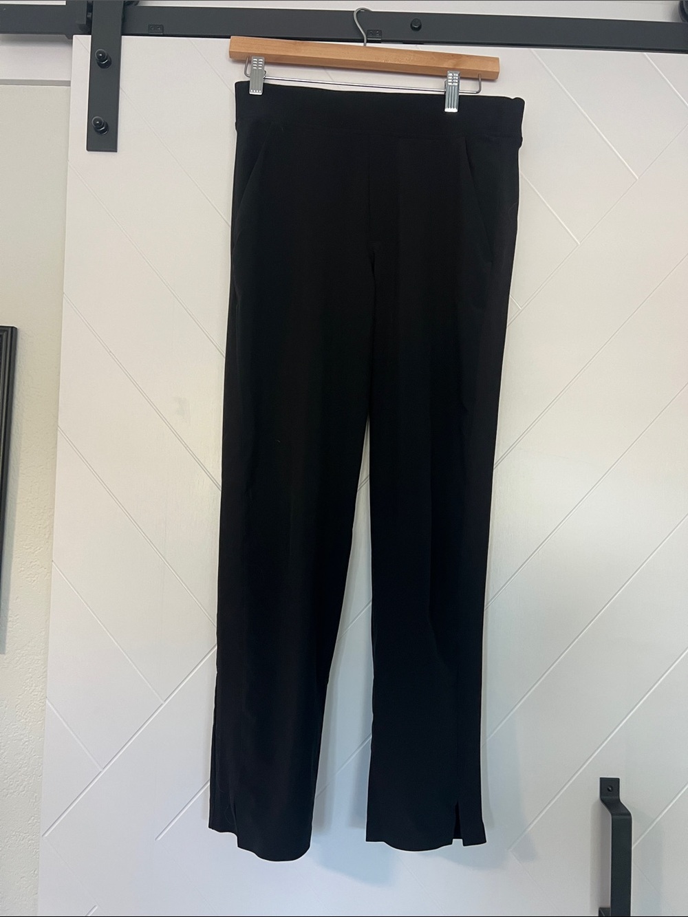 Athleta Black Straight-Leg Women's Pants with Ankle Slits